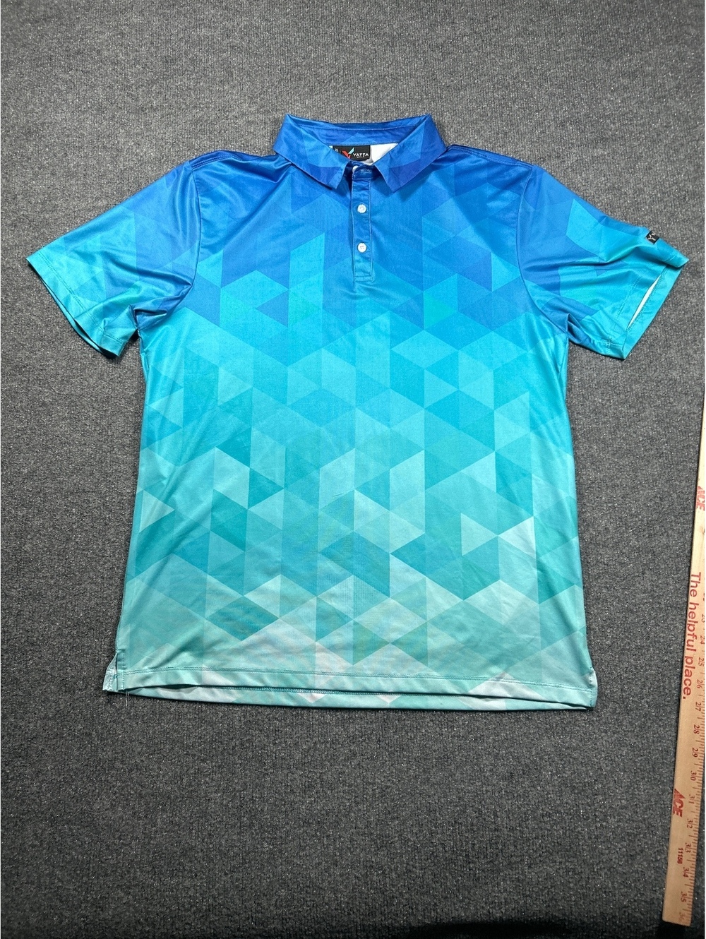 YATTA GOLF Men's XL Blue Gradient Geometric Golf Polo Shirt